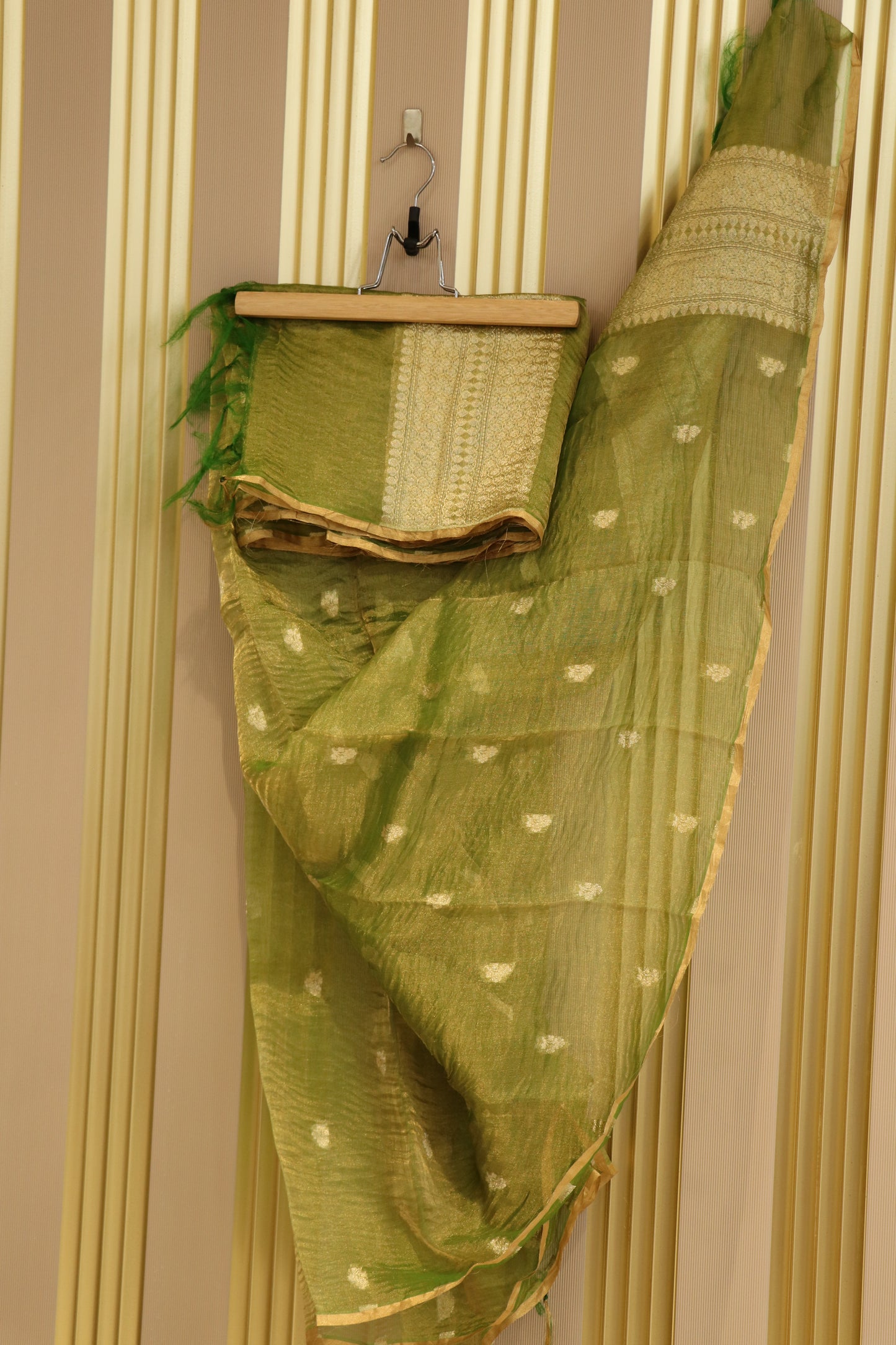 Pure banarasi tissue crushed dupattas with gold zari weaved buttis