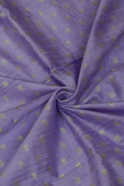 Golden Zari Floral Motif  Woven Pure Raw Silk Fabric
