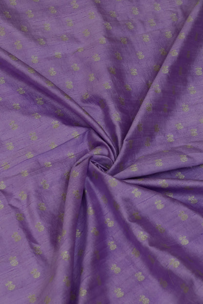Golden Zari Floral Motif  Woven Pure Raw Silk Fabric