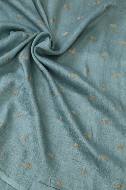Gold Zari Motifs Woven On Pure Munga Tussar Fabric