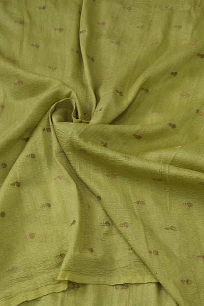 Gold Zari Motifs Woven On Pure Munga Tussar Fabric