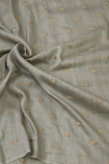 Gold Zari Motifs Woven On Pure Munga Tussar Fabric