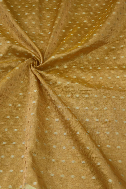 Crushed Semi Woven Tissue Fabric With Gold & Silver Polka Dots