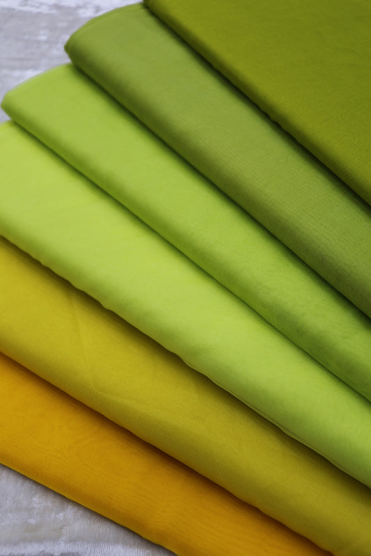 Hues of Greens Silky Organza Plain Fabric