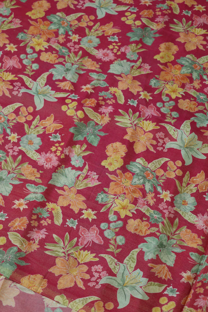 Floral Printed Uppada Tissue Fabric