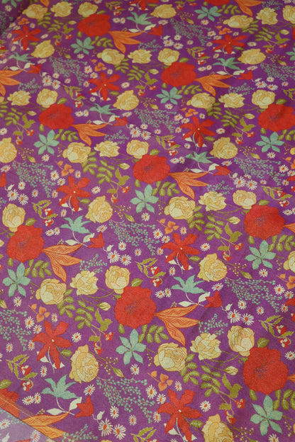 Floral Printed Uppada Tissue Fabric