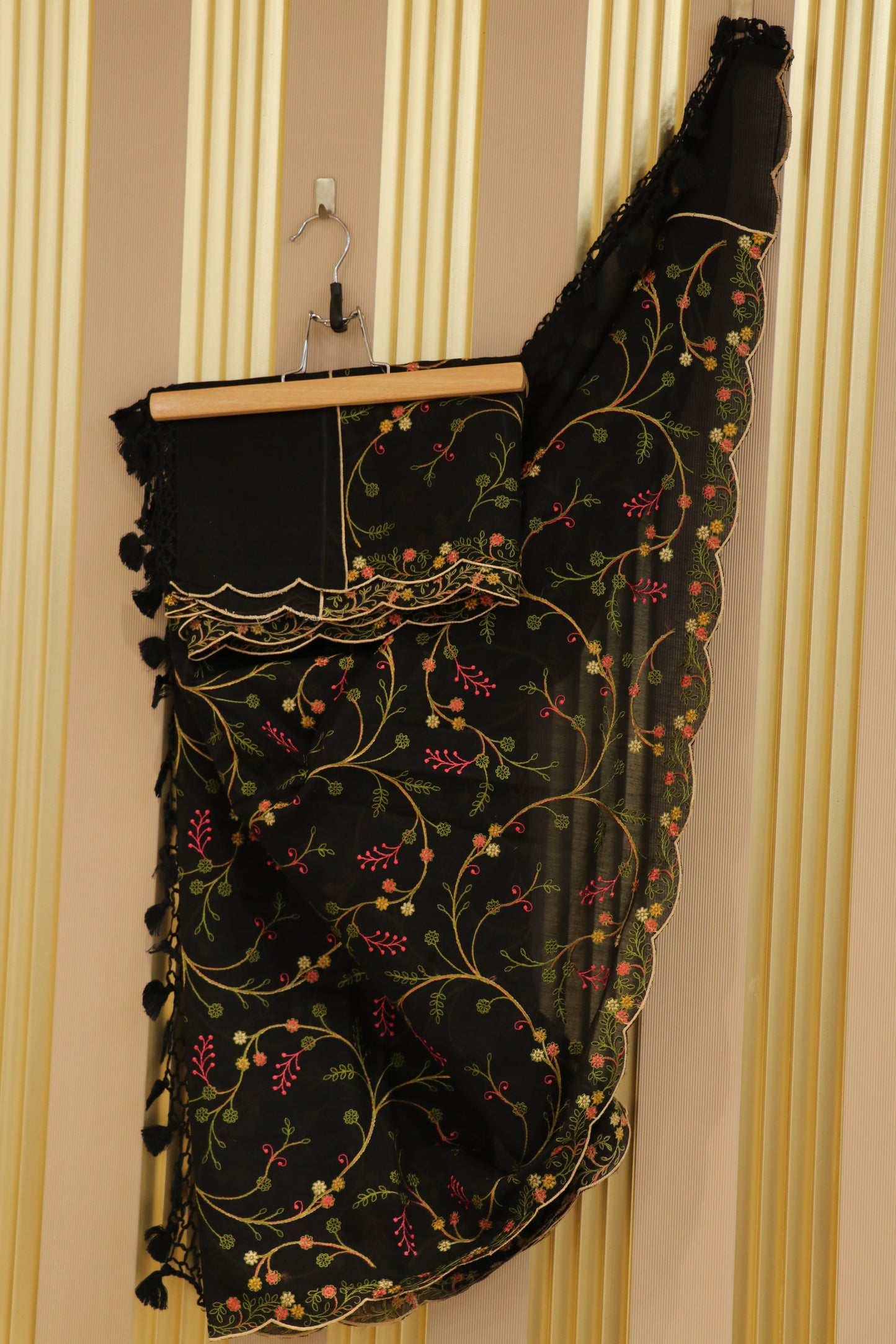 Pure mul chanderi multi thread embroidered dupattas