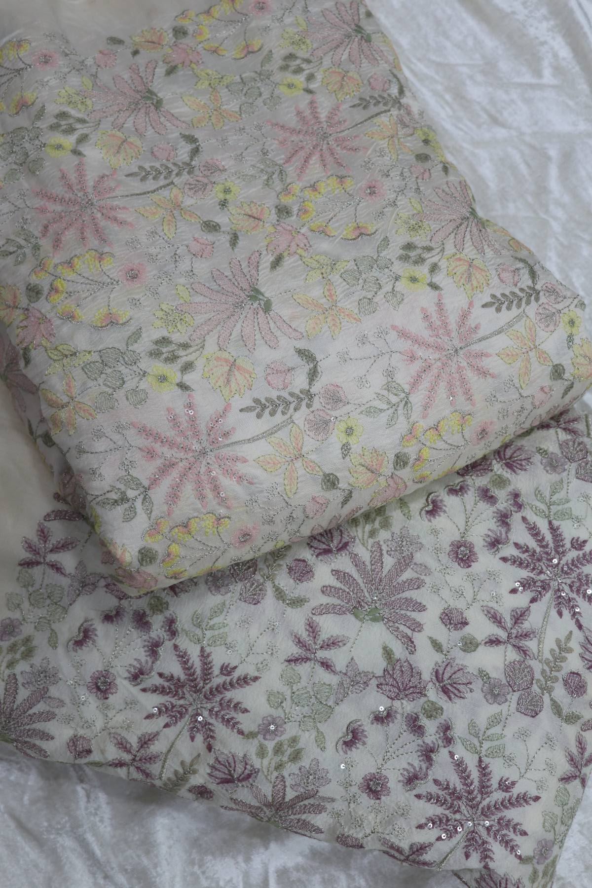 Embroidered Falling Rawsilk