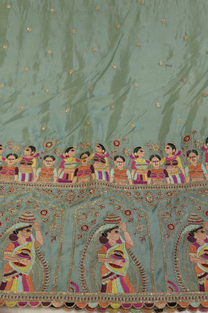 Uppada Tissue Embroidered Lehenga Fabric