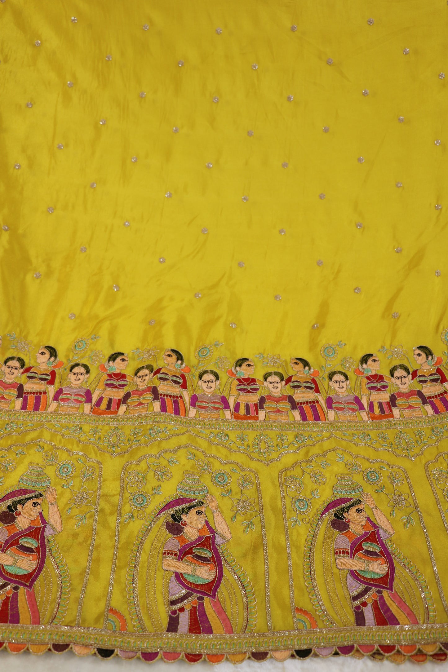 Uppada Tissue Embroidered Lehenga Fabric