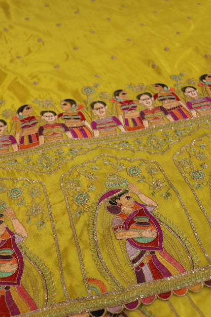 Uppada Tissue Embroidered Lehenga Fabric