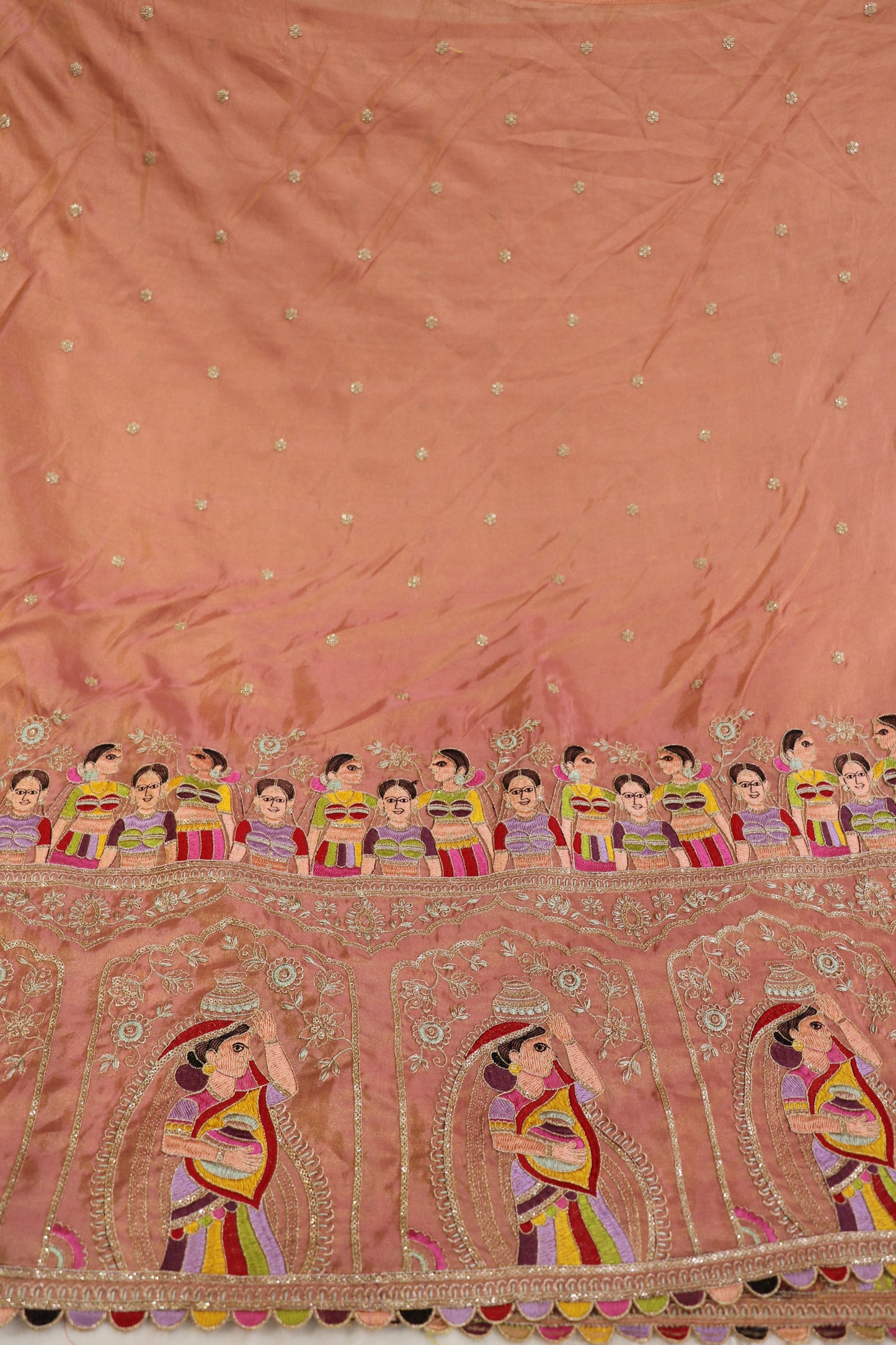 Uppada Tissue Embroidered Lehenga Fabric