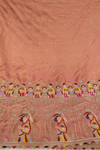 Uppada Tissue Embroidered Lehenga Fabric