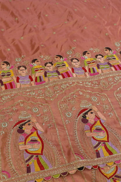 Uppada Tissue Embroidered Lehenga Fabric