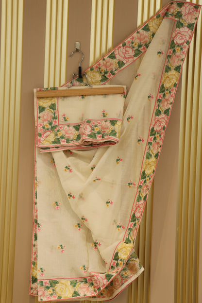 Pure mul chanderi multi thread embroidered dupattas