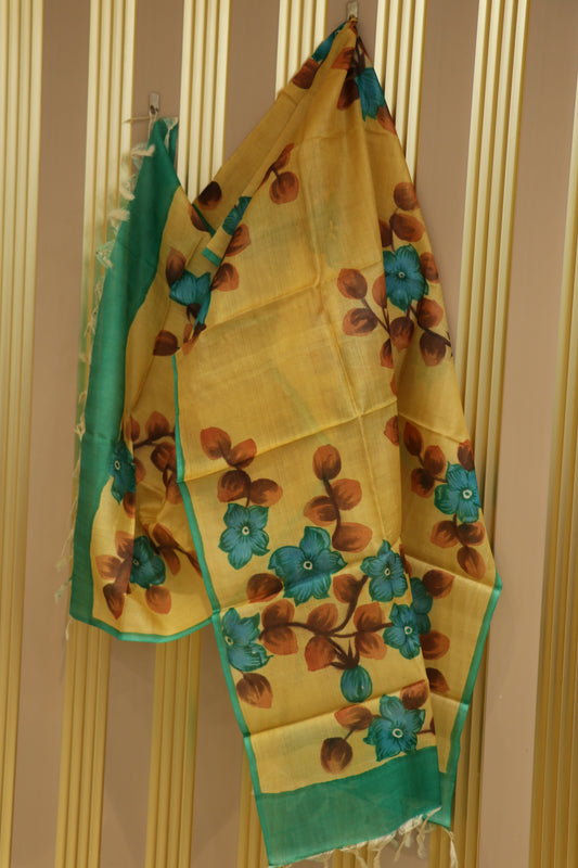 Pure hand painted tussar dupattas