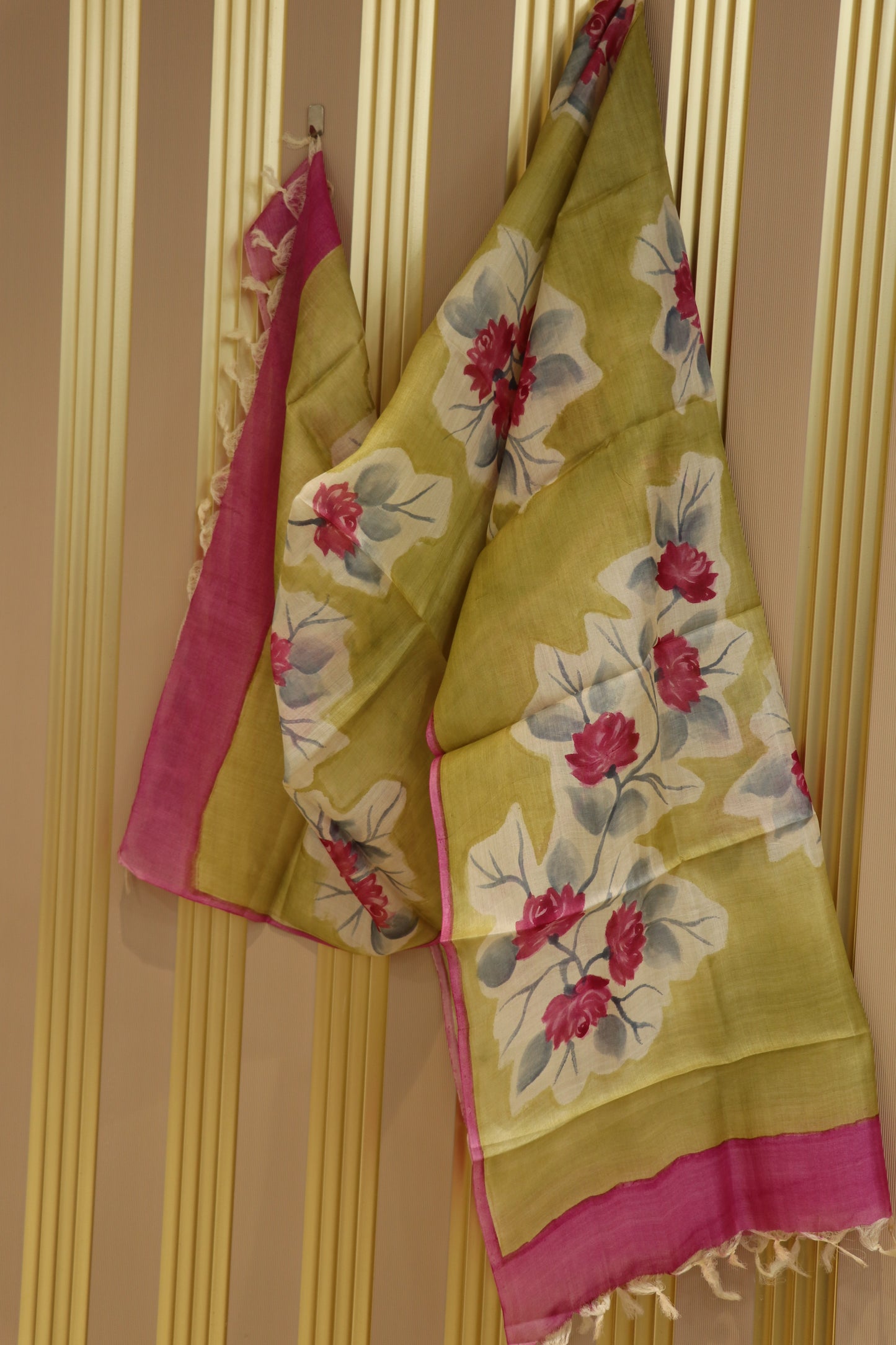 Pure hand painted tussar dupattas