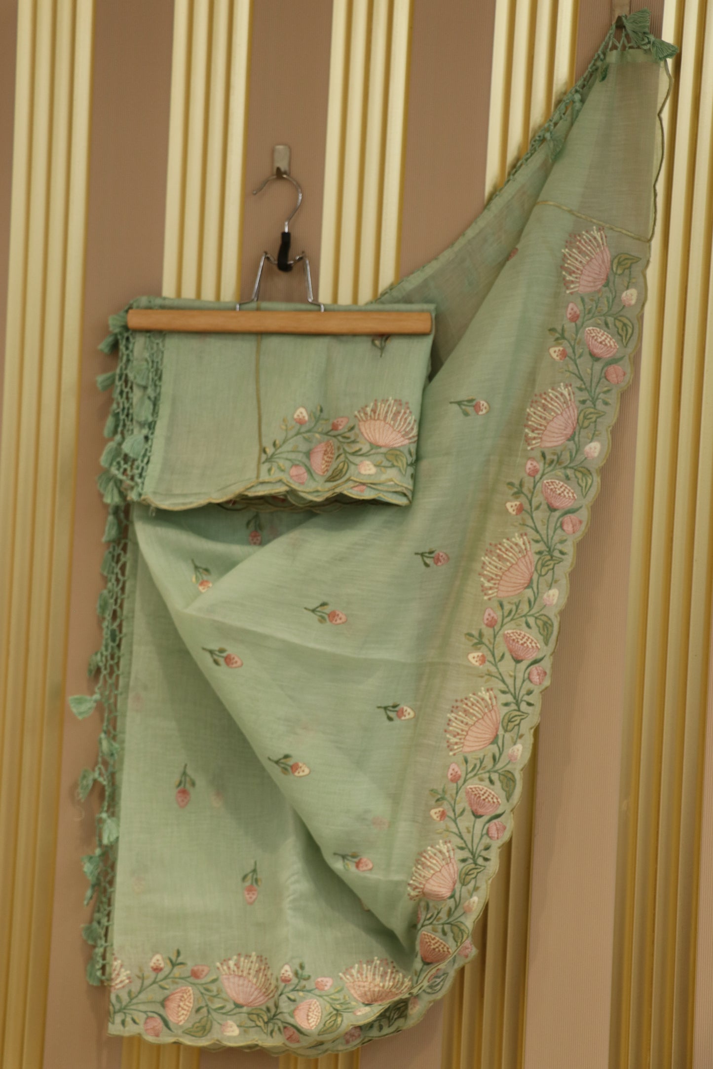 Pure mul chanderi multi thread embroidered dupattas