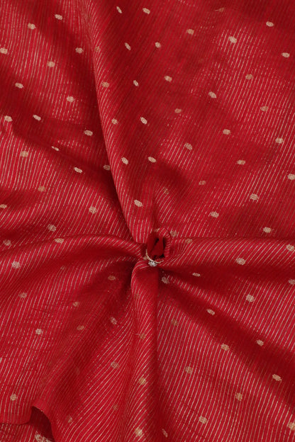 Zari Lines Weaved With Buta Motif Pure Raw Silk Fabric