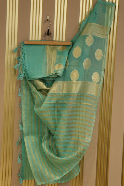 Pure organza banarasi zari stripes dupattas