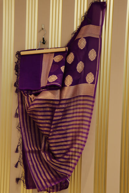 Pure organza banarasi zari stripes dupattas