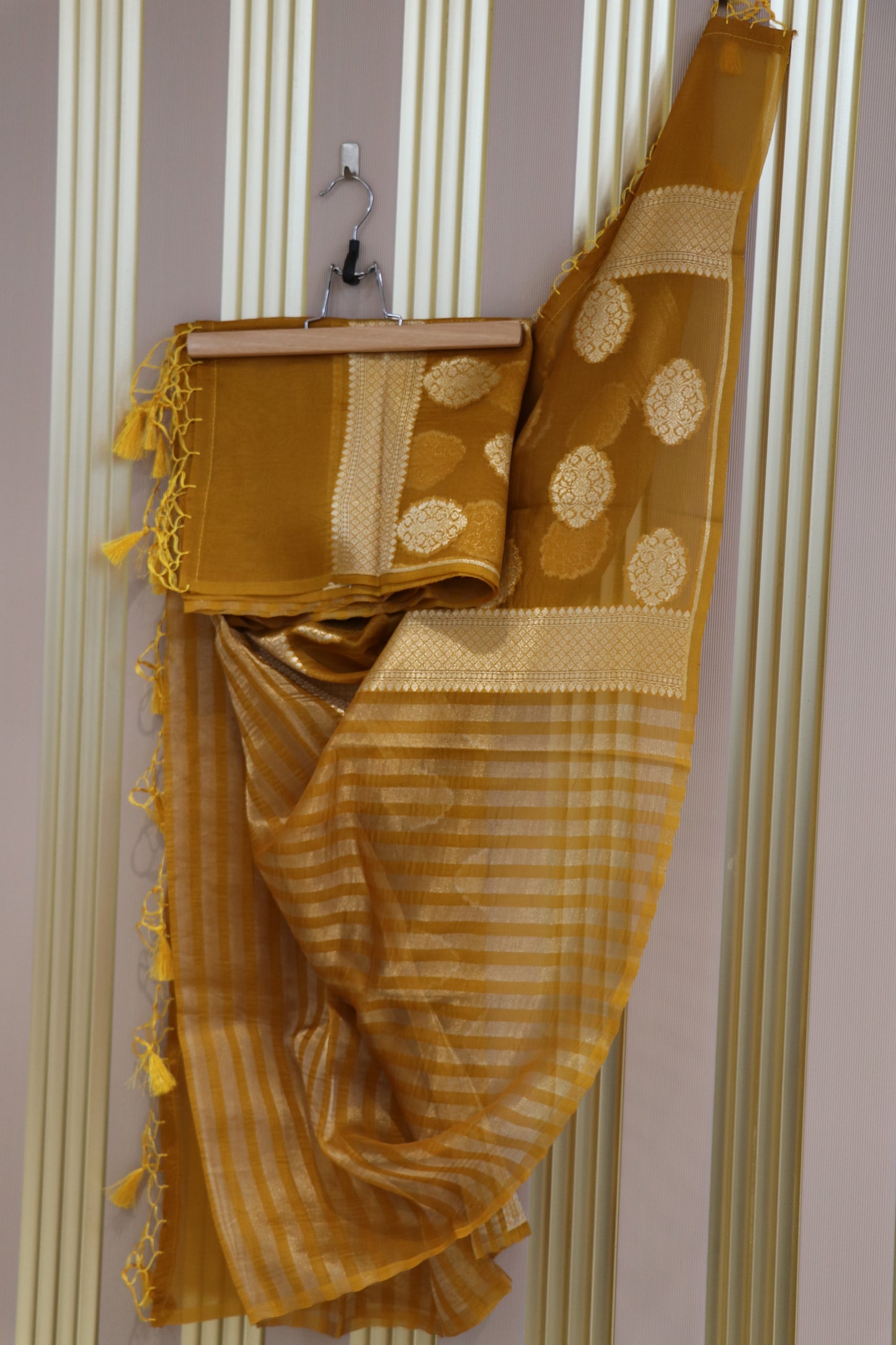Pure organza banarasi zari stripes dupattas