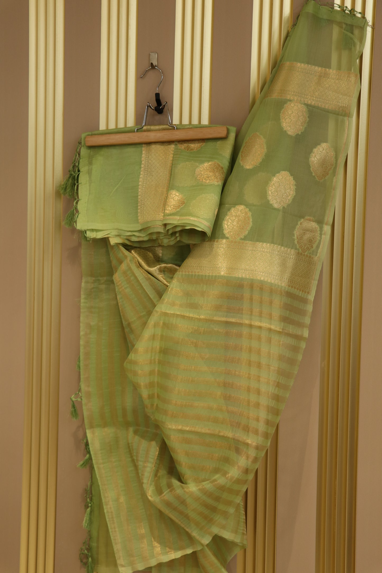 Pure organza banarasi zari stripes dupattas