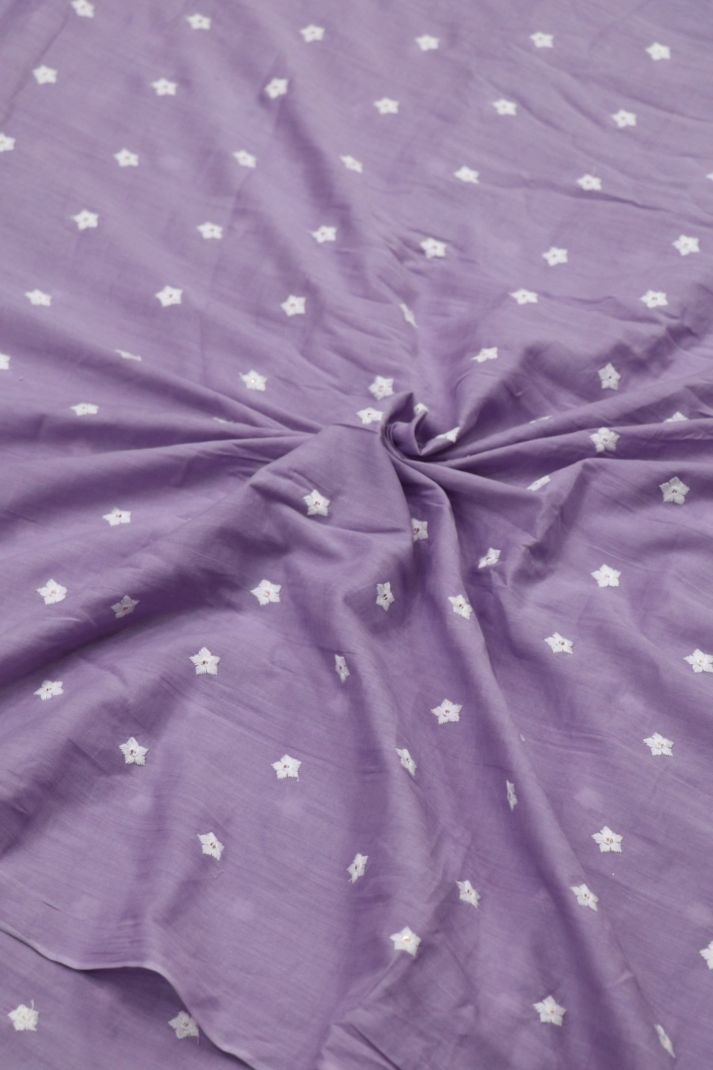 Miniature Flower Embroidered Mul Cotton Fabric