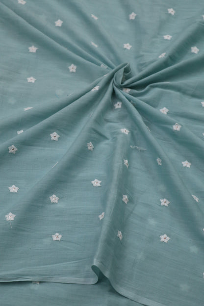 Miniature Flower Embroidered Mul Cotton Fabric