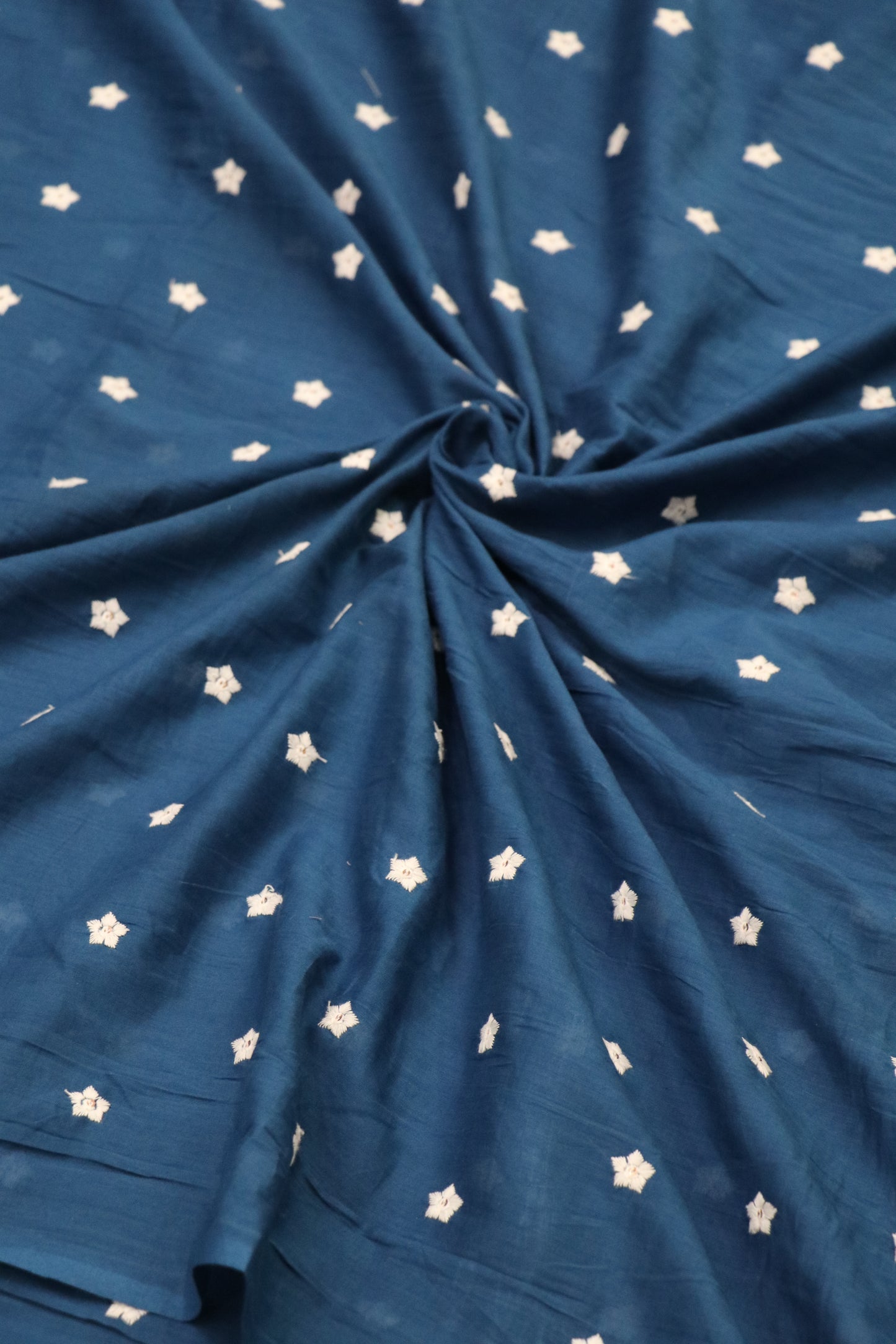 Miniature Flower Embroidered Mul Cotton Fabric