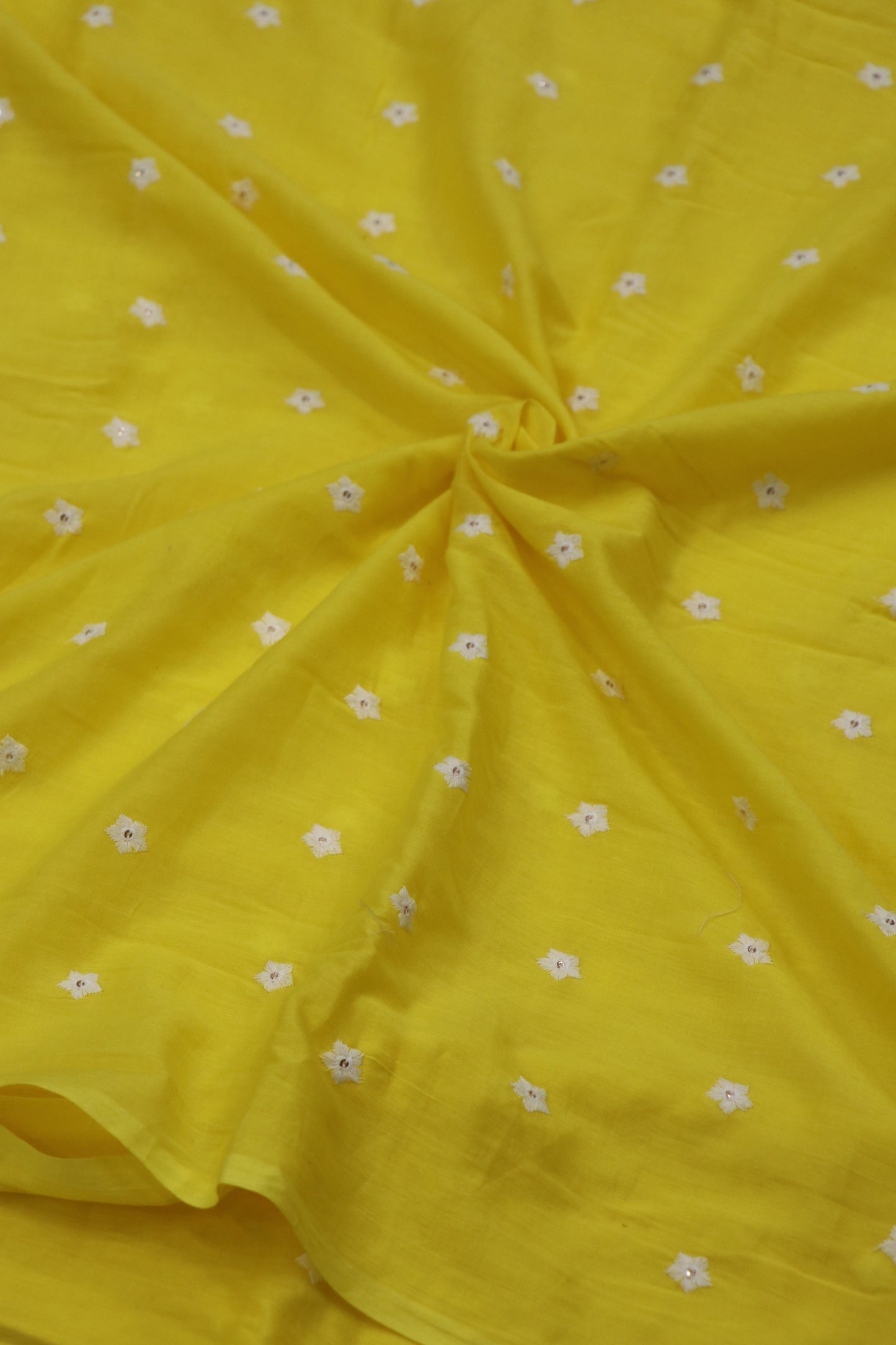 Miniature Flower Embroidered Mul Cotton Fabric