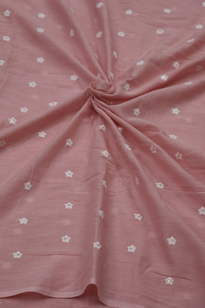 Miniature Flower Embroidered Mul Cotton Fabric