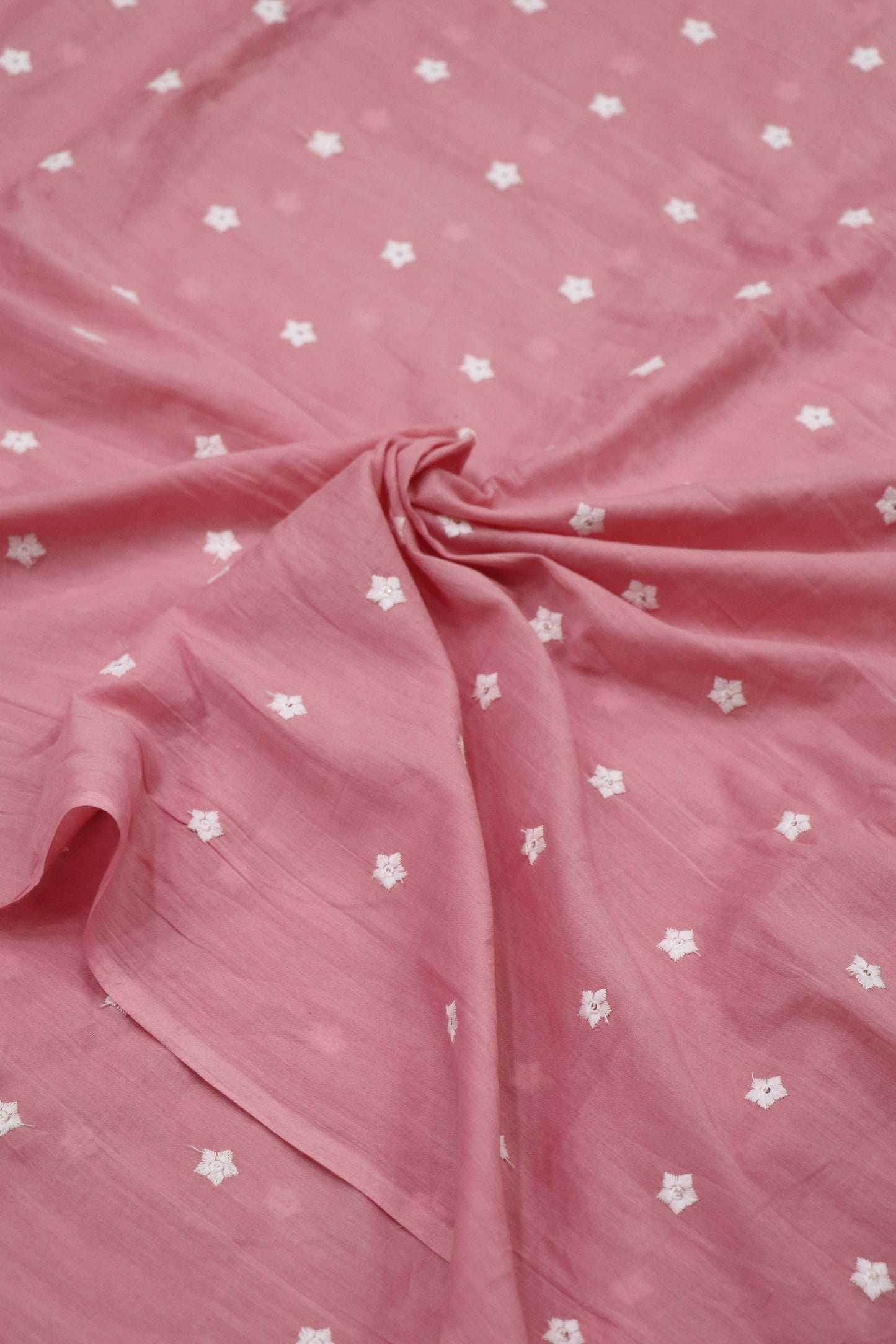 Miniature Flower Embroidered Mul Cotton Fabric