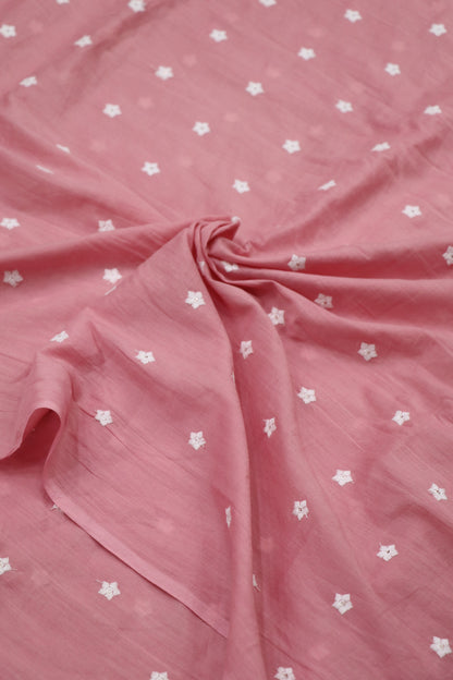 Miniature Flower Embroidered Mul Cotton Fabric