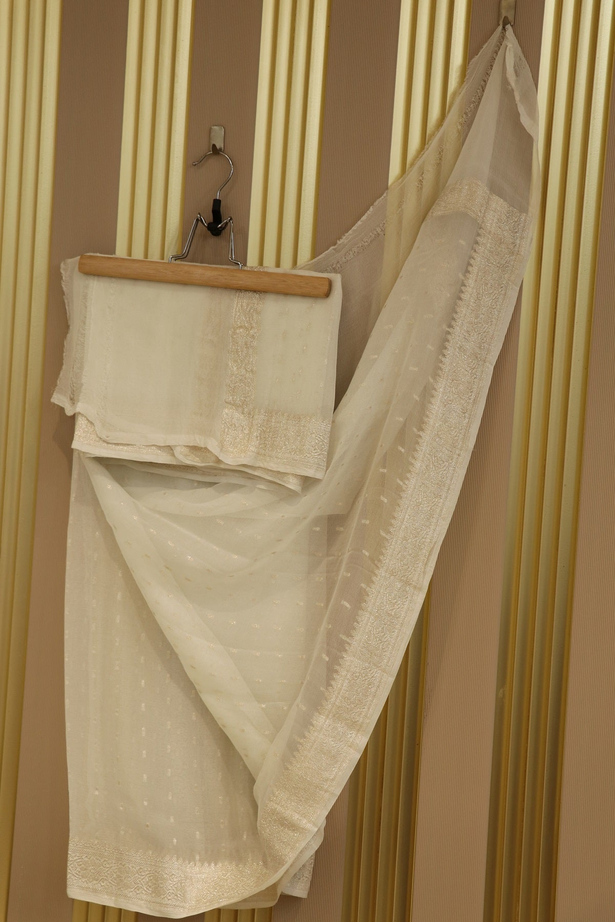 Pure Georgette Banaras Silver Zari Woven Dupatta