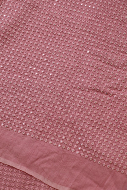 Diamond Shaped Mirrors With Self Thread Embroidery On Falling Rawsilk Fabric
