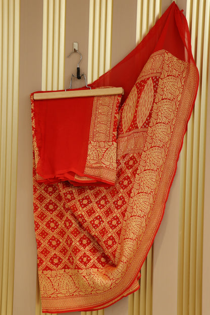Pure bandhani banarasi brocade weaved gorgette dupattas
