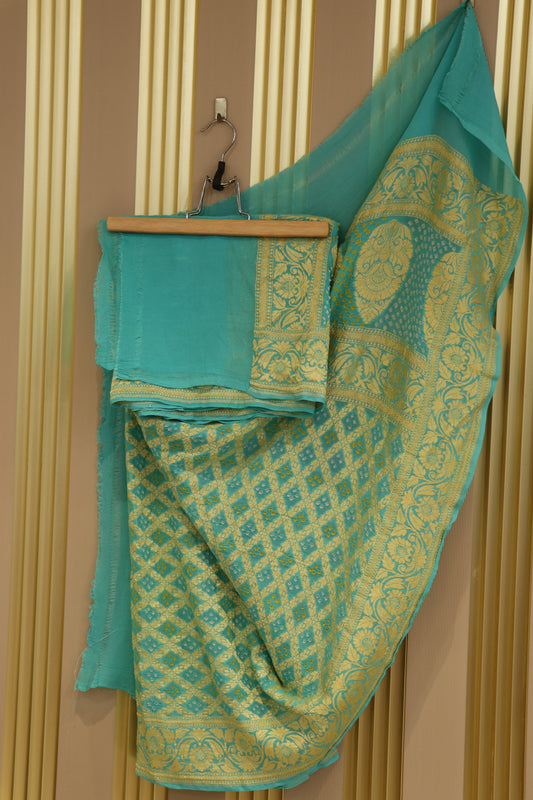 Pure bandhani banarasi brocade weaved gorgette dupattas