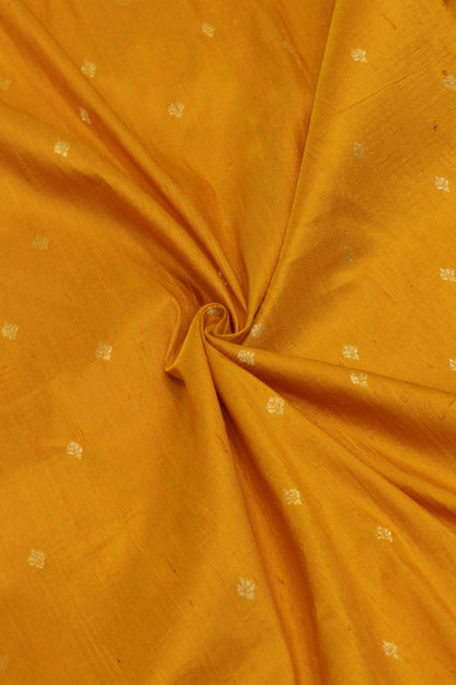 Pure Raw Silk Golden Zari Buta Weaved Fabric