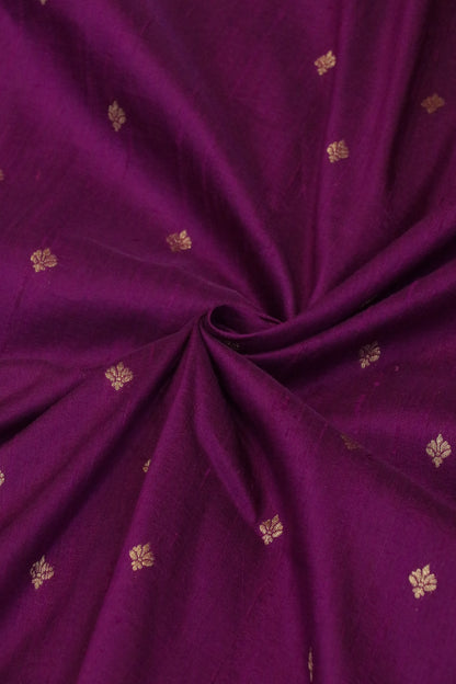 Pure Raw Silk Golden Zari Buta Weaved Fabric