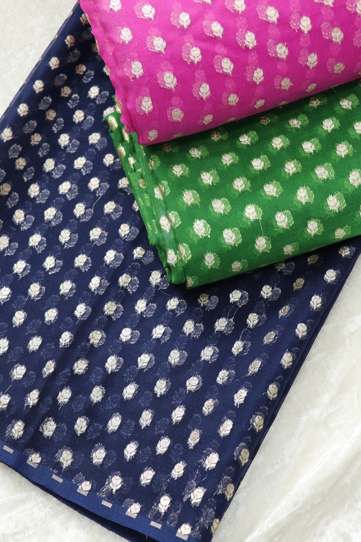 Golden Floral Buta Woven Organza Fabric