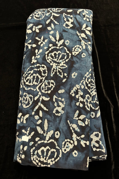 Twin Flowers Batik Printed Jacquard Pure Cotton Fabric