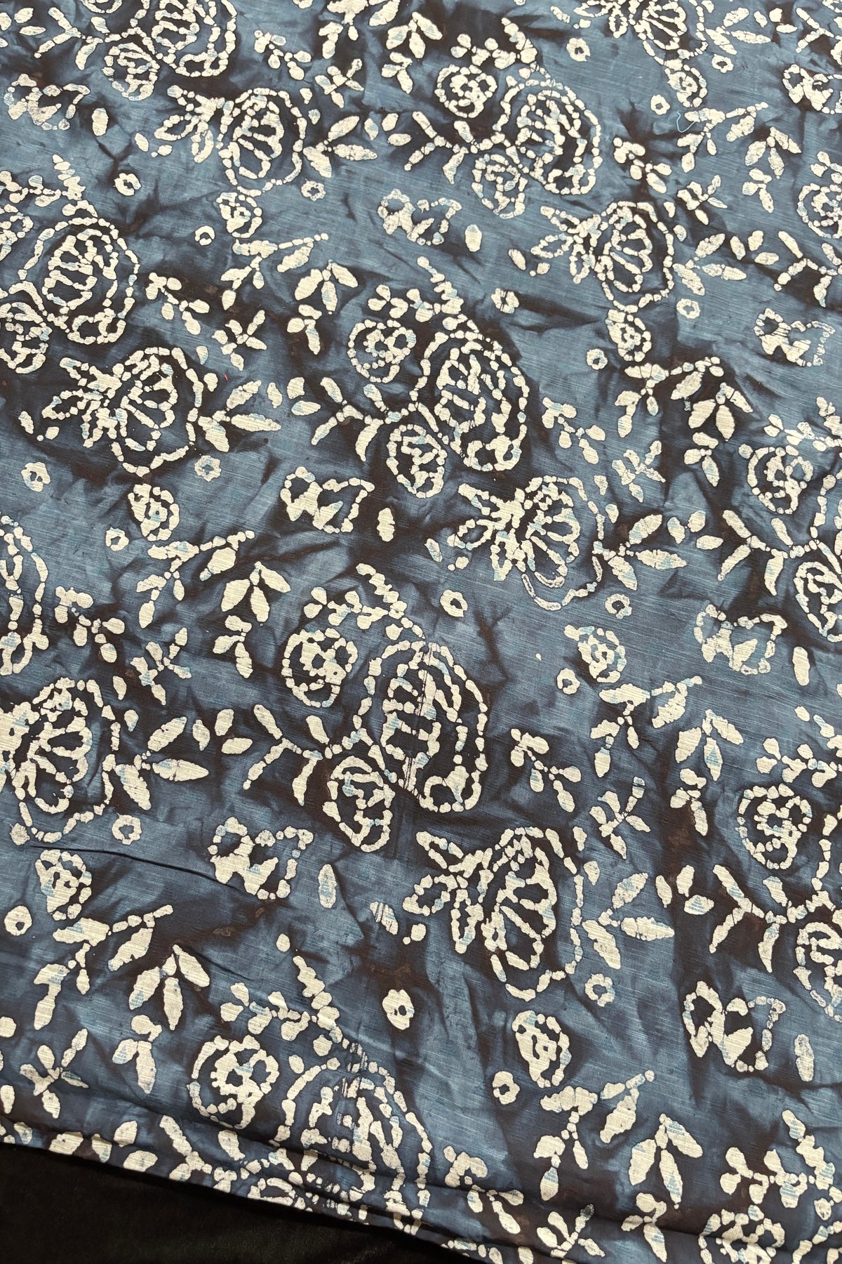 Twin Flowers Batik Printed Jacquard Pure Cotton Fabric