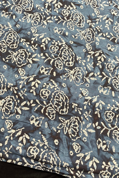 Twin Flowers Batik Printed Jacquard Pure Cotton Fabric