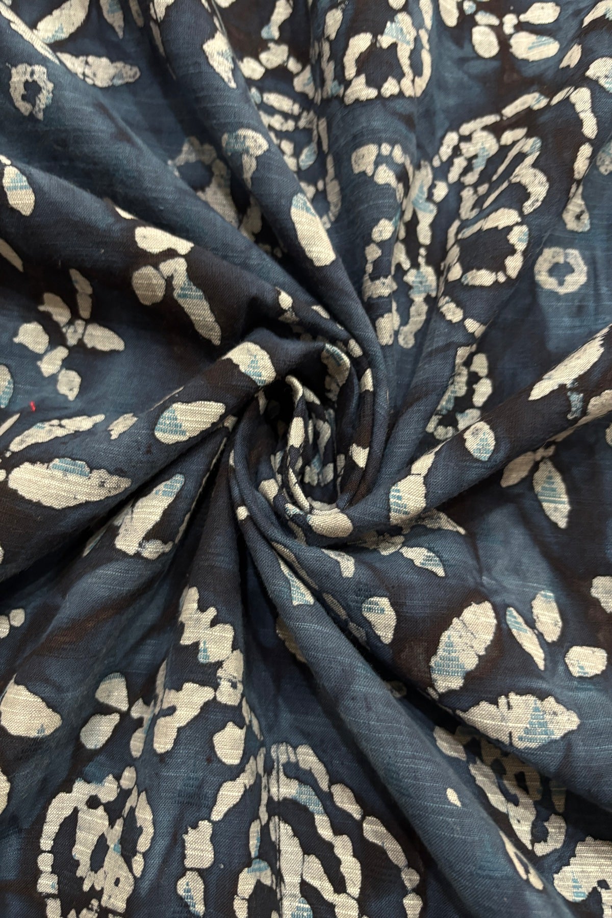 Twin Flowers Batik Printed Jacquard Pure Cotton Fabric