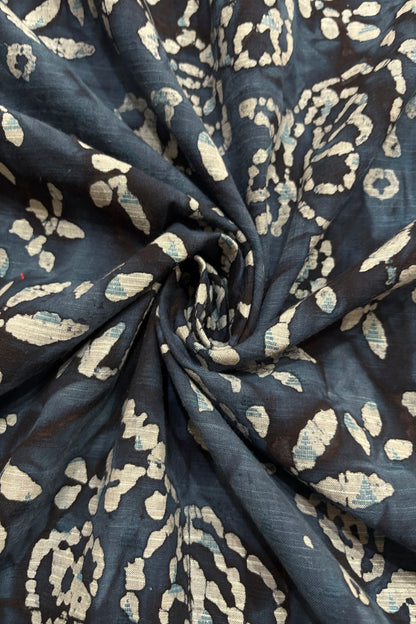 Twin Flowers Batik Printed Jacquard Pure Cotton Fabric