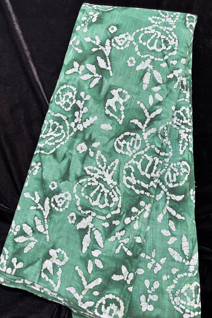 Twin Flowers Batik Printed Jacquard Pure Cotton Fabric