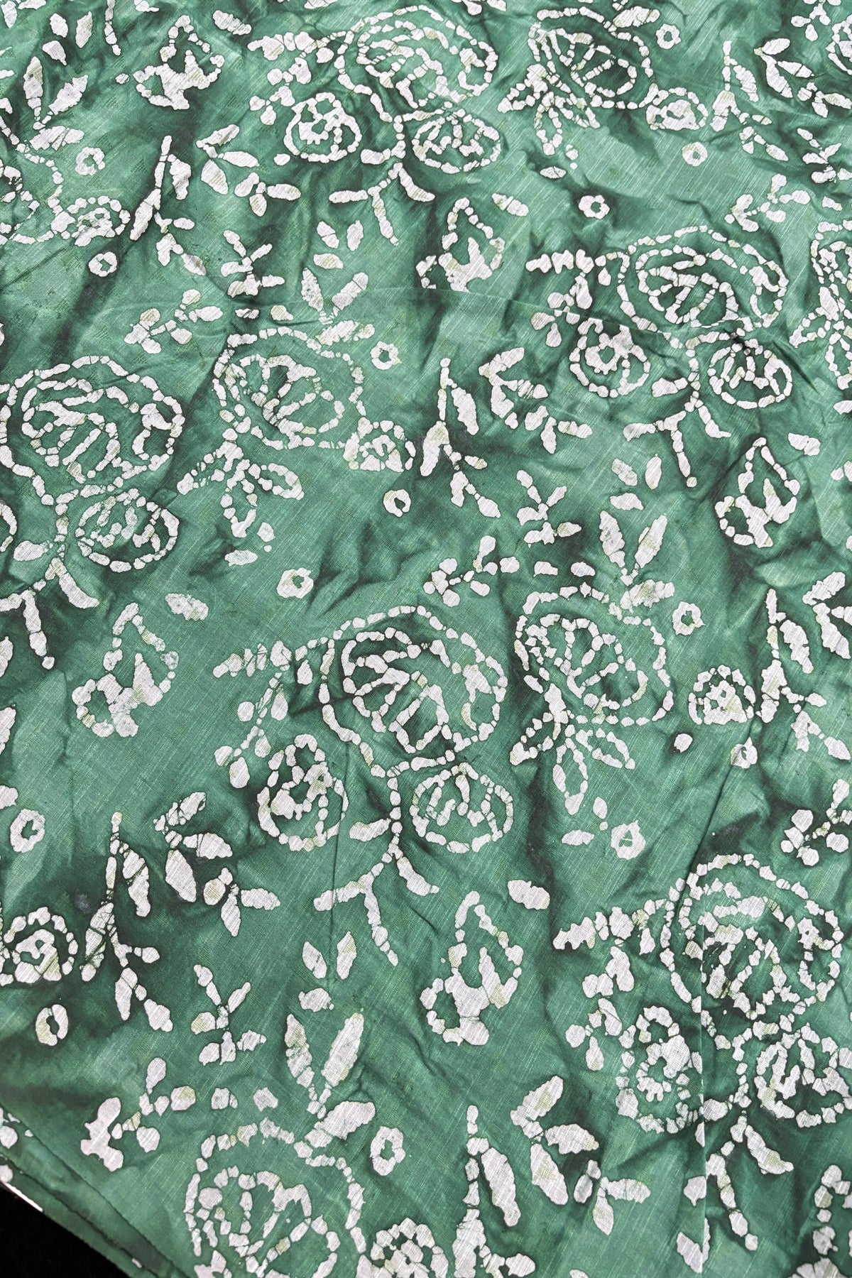 Twin Flowers Batik Printed Jacquard Pure Cotton Fabric