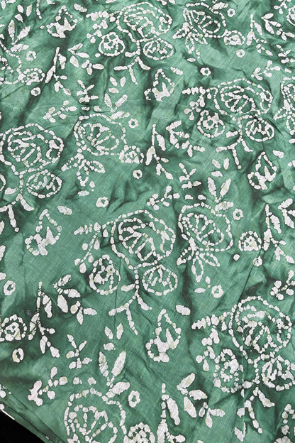 Twin Flowers Batik Printed Jacquard Pure Cotton Fabric