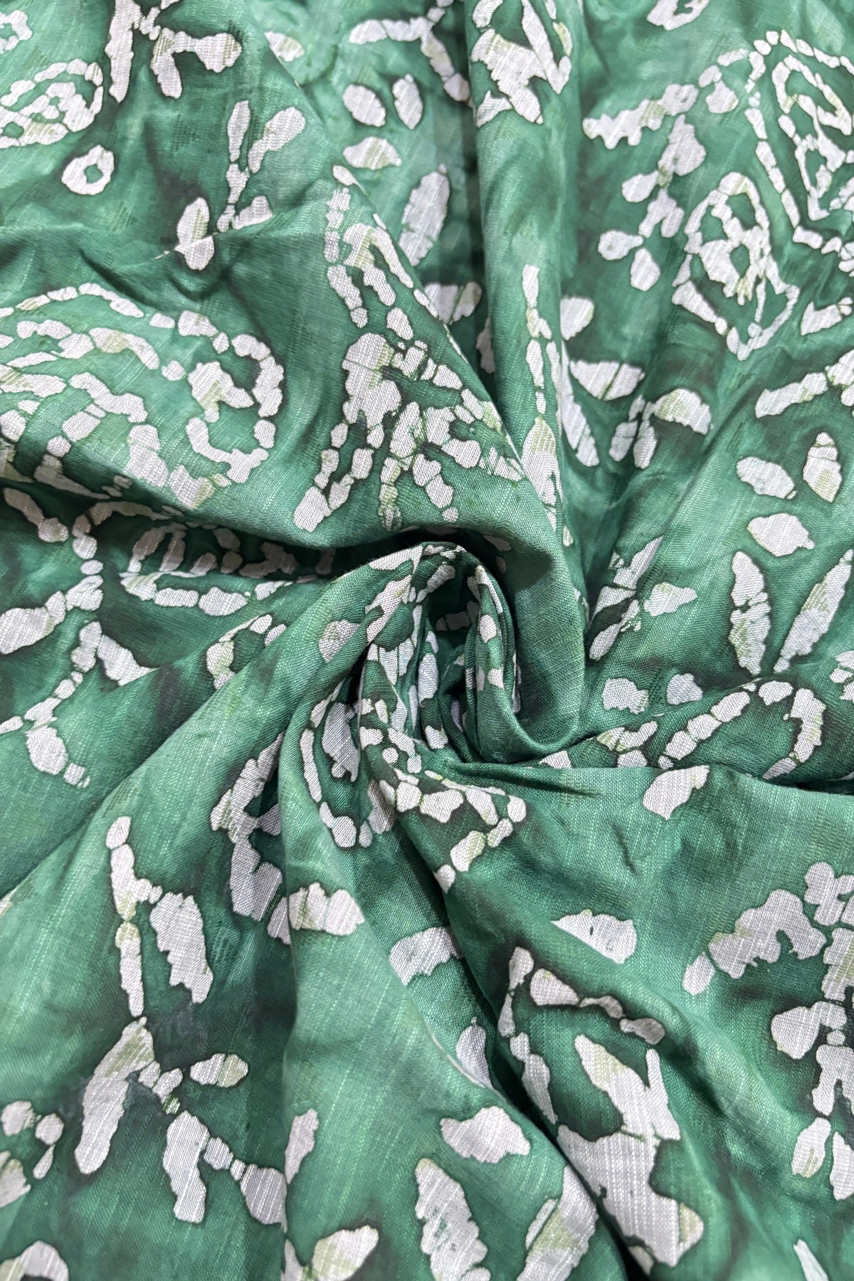 Twin Flowers Batik Printed Jacquard Pure Cotton Fabric